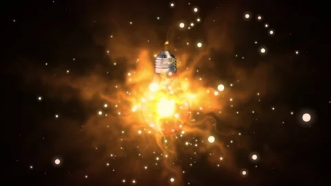 Fantasy Light bulb lit up with added particle effects 스톡 동영상 165745872