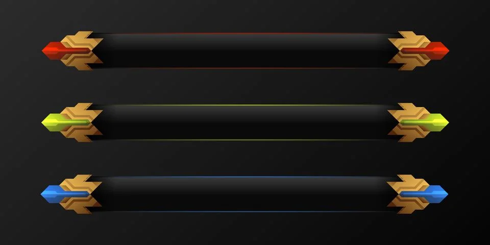 Fantasy lower third game interface title screen title banners Stock Illustration