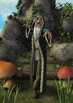 Fantasy mage standing Stock Illustration