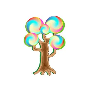 Fantasy magic caramel tree, object for witchcraft and sweetnesses. Vector Illustrazione stock