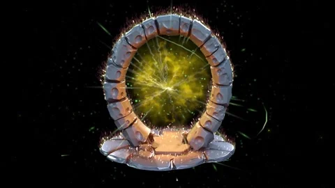 Fantasy magic circular stone portal, design 5, with particles and glowing Stock Footage 320568357