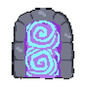 Fantasy magic door portal pixel art vector illustration Stock Illustration