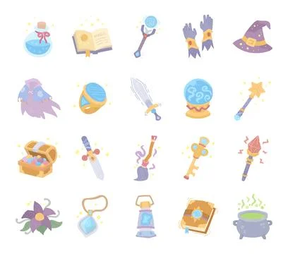 Fantasy magic objects set in scandinavian style Stock Illustration