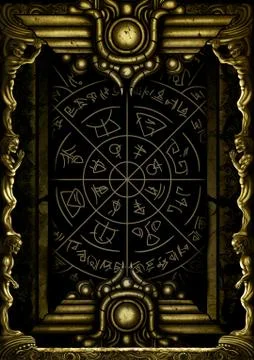 Fantasy magic ornamental background with a frame Stock Illustration