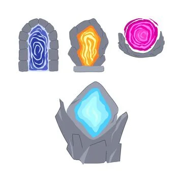 Fantasy magic portals opening to different dimensions Illustrazione stock