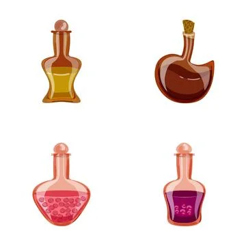 Fantasy magic potion bottles set for games Stock Illustration