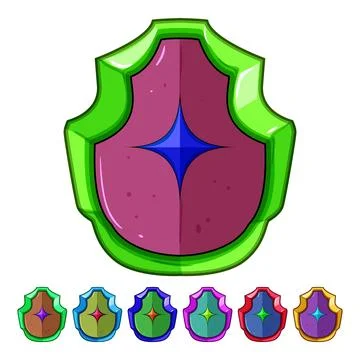 Fantasy magic shield with purple and gold design Stock Illustration