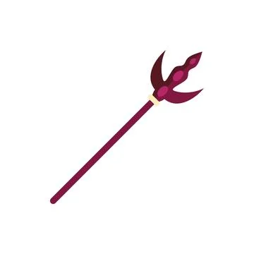 Fantasy magic staff trident weapon vector illustration on white Stock Illustration