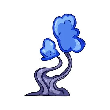 Fantasy magic tree art with alien plants Stock Illustration