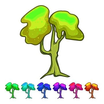 Fantasy magic tree element for game design Stock Illustration