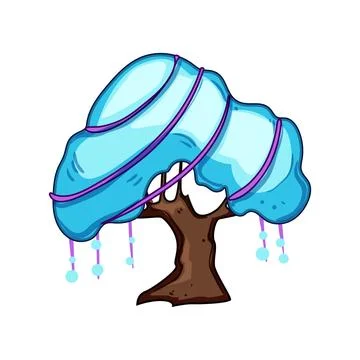 Fantasy magic tree with glowing orbs design Stock Illustration