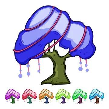 Fantasy magic tree with glowing orbs design Stock Illustration