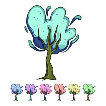 Fantasy magic tree with green aura energy Stock Illustration
