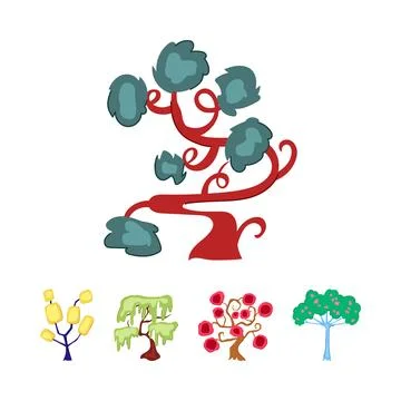 Fantasy magic trees set creating whimsical vector nature Stock Illustration