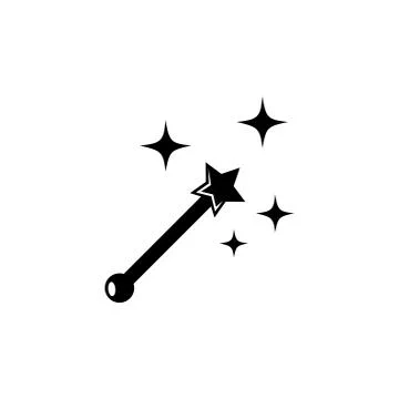 Fantasy Magic Wand, Fairies Tool Flat Vector Icon Stock Illustration