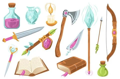 Fantasy Magic Weapons Illustrazione stock