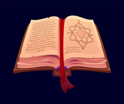 Fantasy magic wizard book and cartoon spellbook Illustration