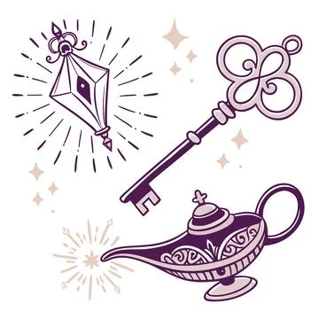Fantasy Magical Objects Glowing Details Vector イラスト素材