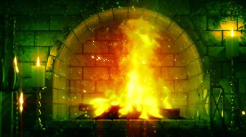 Fantasy masonry grate fire glowing , cg object 3D illustration Stock-Illustration