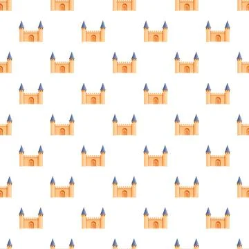 Fantasy medieval castle repeating seamless pattern background Illustrazione stock
