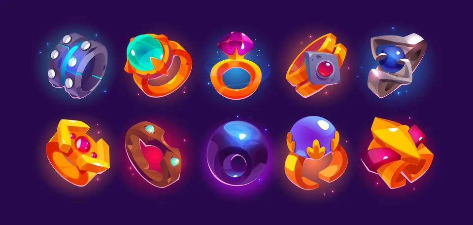 Fantasy medieval gold ring ui game icon vector Stock Illustration
