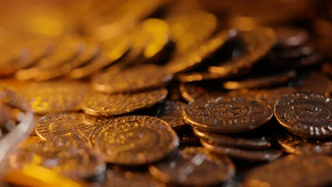 Fantasy Medieval Viking treasure Stock Footage 203974168