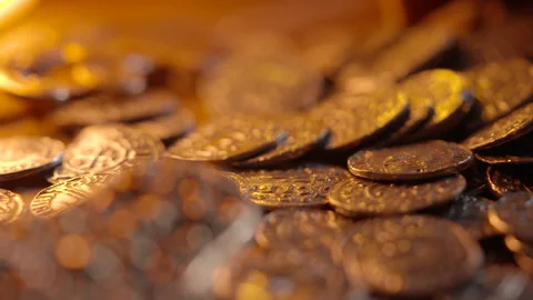 Fantasy Medieval Viking treasure Stock Footage 230140636