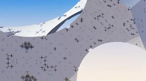 A fantasy metallic construction background, 3d rendered Stock Illustration