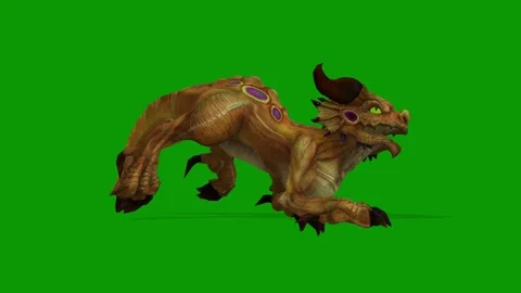 Fantasy Monster Dragon-Kirin 3D Animation Run Fast Right Side on Green Screen Stock Footage 321653052