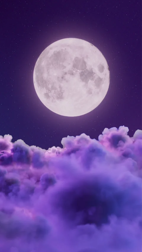 Fantasy Moonlit Purple Cloudscape Seamless Loop Video Video stock 340421560