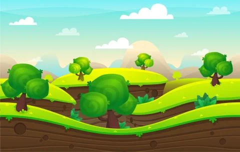 Fantasy Mountain Game Background Stock Illustration