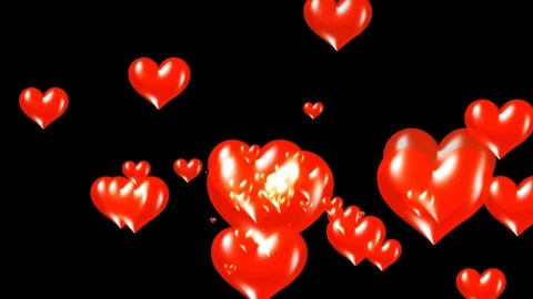 Fantasy Multi-color of different shape of  Hearts flowing on black background Video stock 126695555