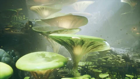 Fantasy mushrooms in a magic forest Stock Footage 106624247