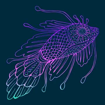 Fantasy mystical fish Stock Illustration