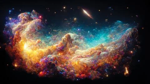 Fantasy nebula wallpaper. Digital art of space. Printable illustration Stock Illustration