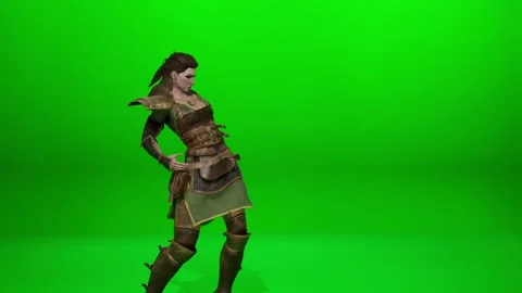 Fantasy Nordic Warrior Dance Abstract Movement Chroma Key Stock Footage 320666928