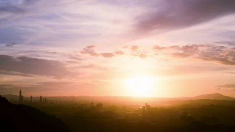 Fantasy orange sky at dusk. The complete sunset process. Stock Footage 250007453