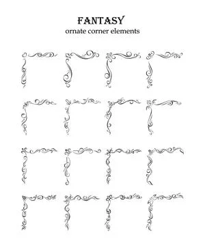 Fantasy ornate corner elements Illustrazione stock