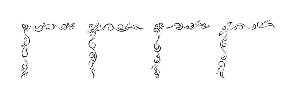 Fantasy ornate corner elements Stock Illustration