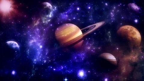 Fantasy OuterSpace Planets - Loop Abstract Landscape Background Stock Footage 236794677