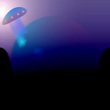 Fantasy outerspace scene with spaceship Stock Illustration