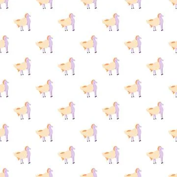 Fantasy pegasus mythical creature seamless pattern on white Stock Illustration