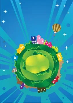 Fantasy Planet Earth Vector Illustration Stock Illustration