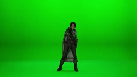 Fantasy Ranger Dance on Chroma Key Stock Footage 320386601