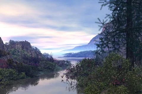 Fantasy river Stock Illustration