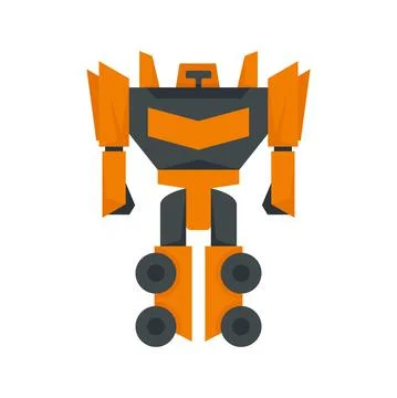Fantasy robot transformer icon flat isolated vector Stock Illustration