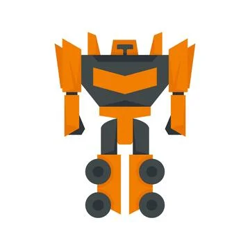 Fantasy robot transformer icon flat isolated Stock Illustration