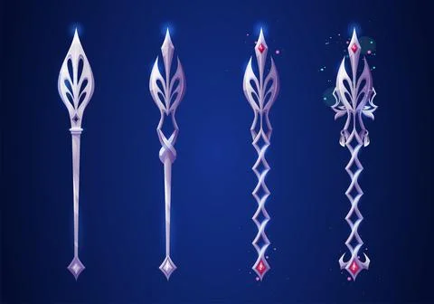 Fantasy scepter for game level rank ui design. Stock Illustration