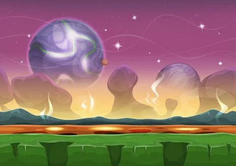 Fantasy Sci-fi Alien Landscape For Ui Game Stock Illustration