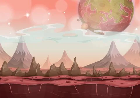 Fantasy Sci-fi Alien Landscape For Ui Game Stock-Illustration